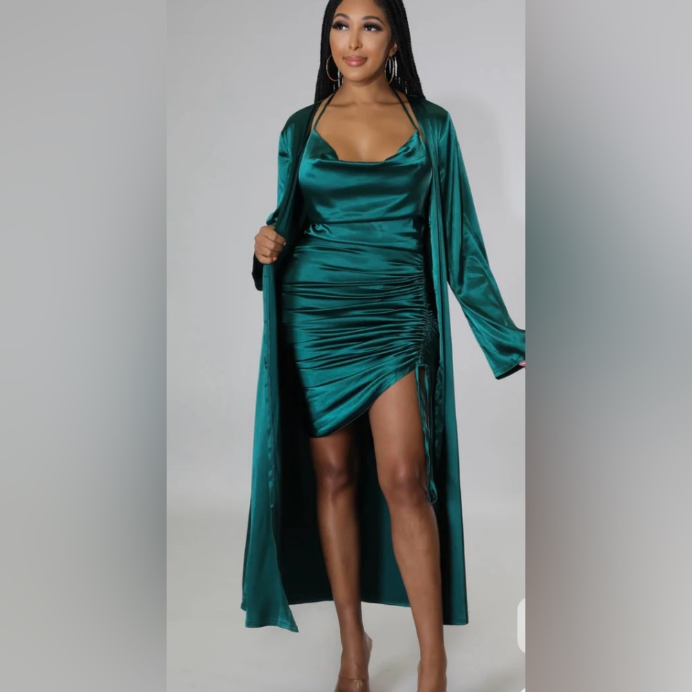 Elegant Satin Dress with Matching Robe